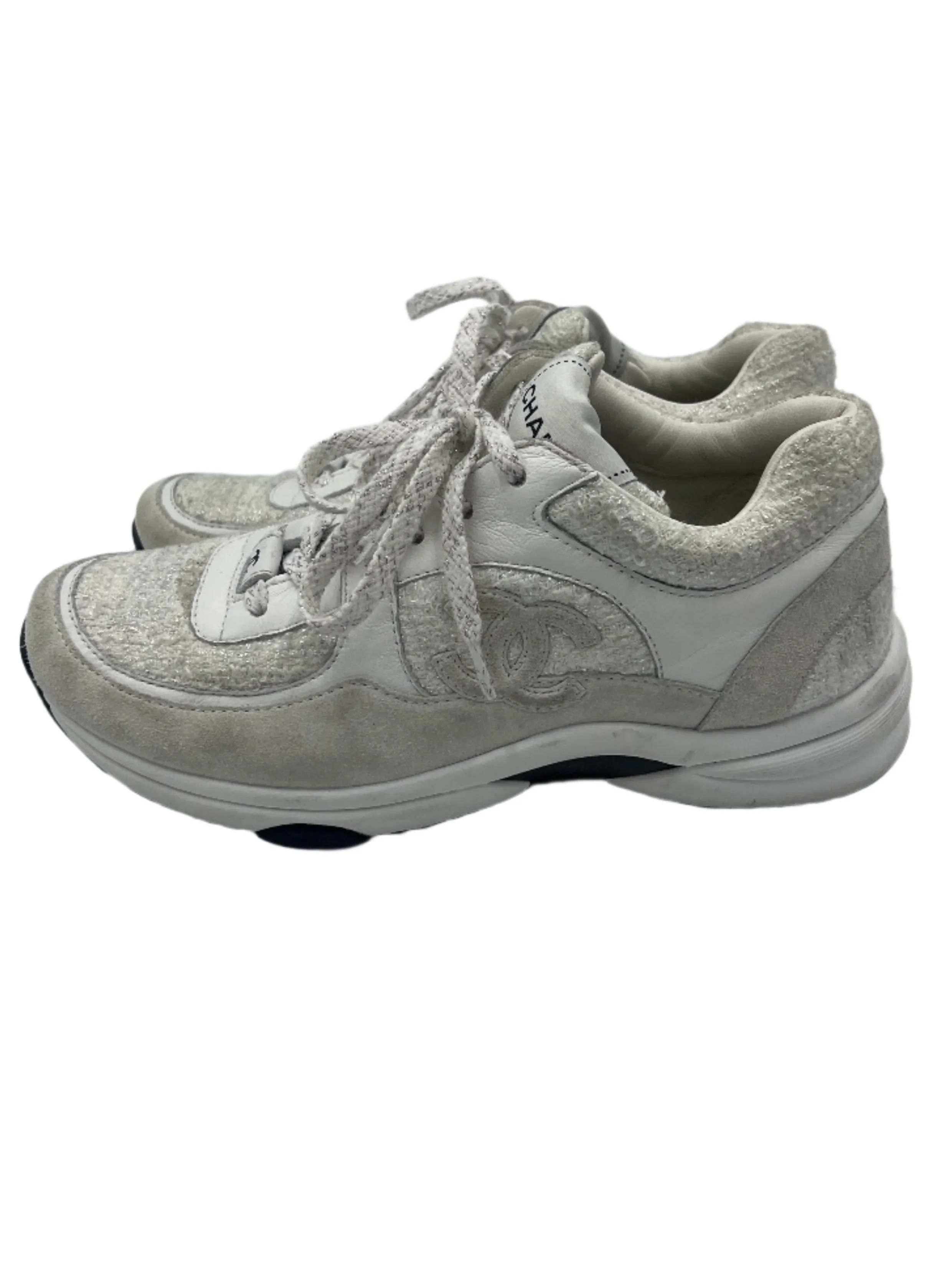30% OFF: Chanel Tweed CC Luxury Designer Trainers  Sz: 7 (37)