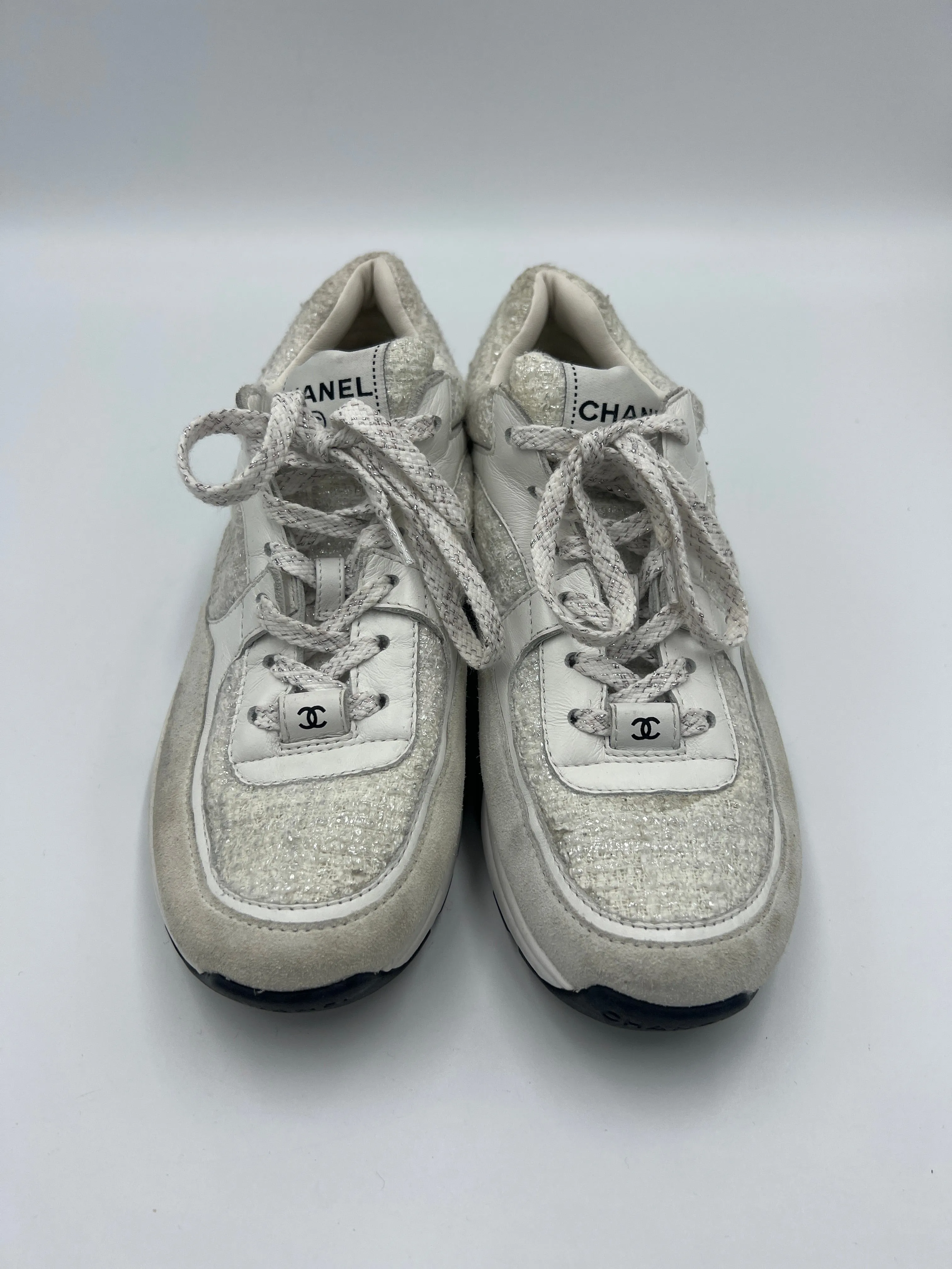 30% OFF: Chanel Tweed CC Luxury Designer Trainers  Sz: 7 (37)