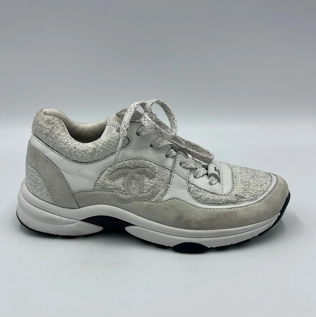 30% OFF: Chanel Tweed CC Luxury Designer Trainers  Sz: 7 (37)