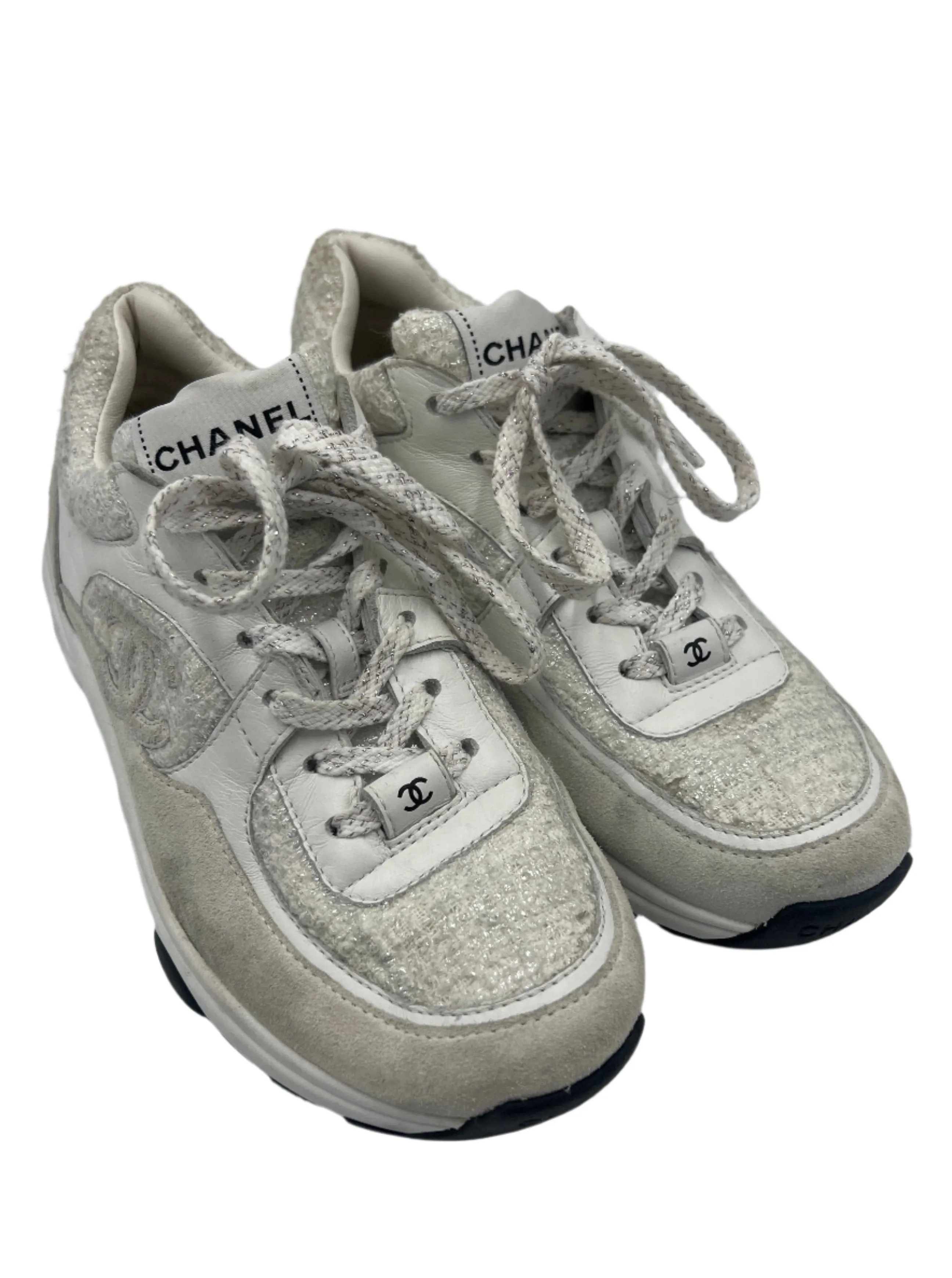 30% OFF: Chanel Tweed CC Luxury Designer Trainers  Sz: 7 (37)