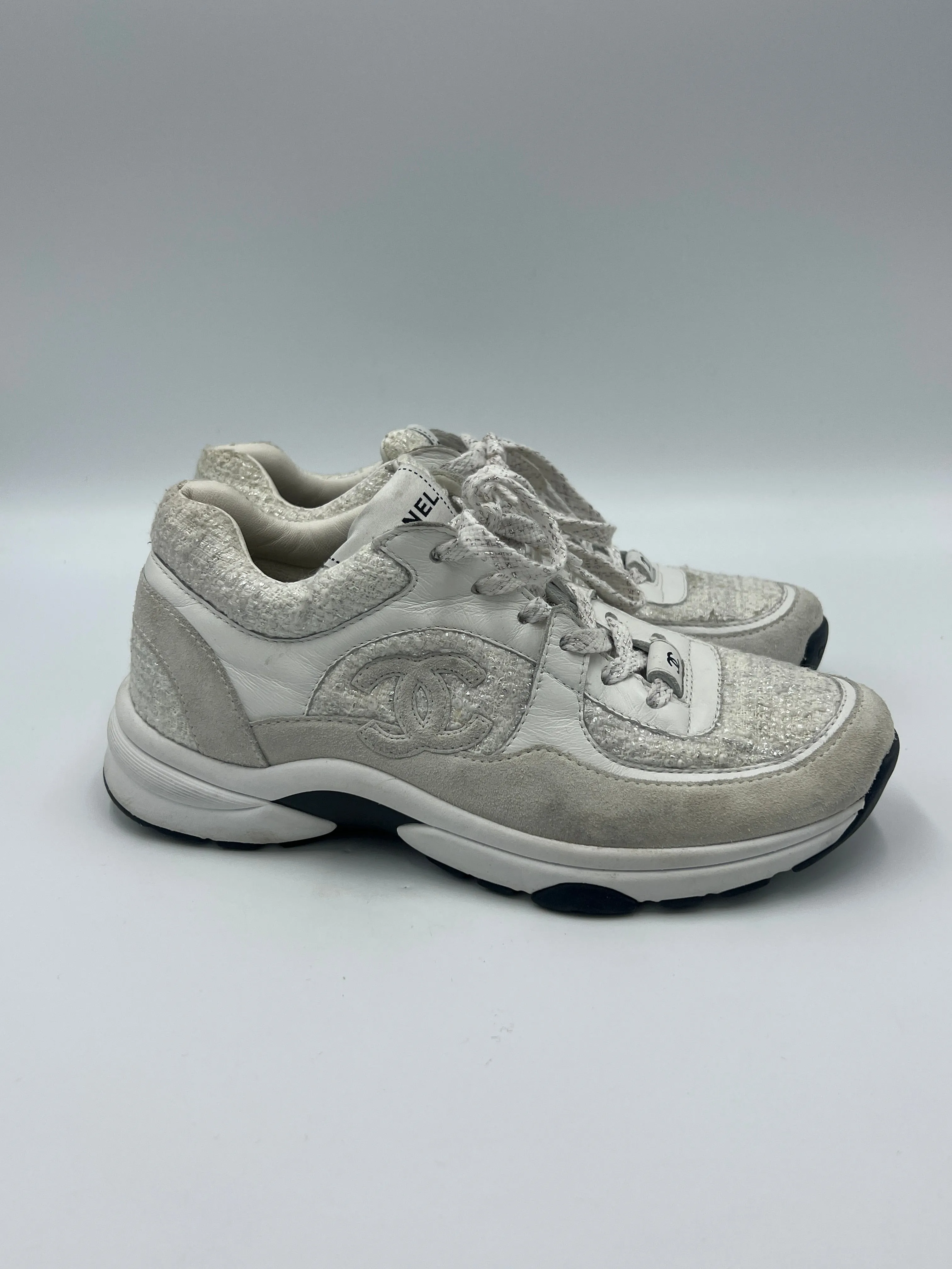 30% OFF: Chanel Tweed CC Luxury Designer Trainers  Sz: 7 (37)