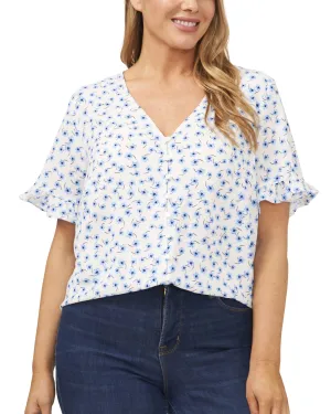 Anika Button Loop Frill Sleeve Top | BROOKEDITSYSE