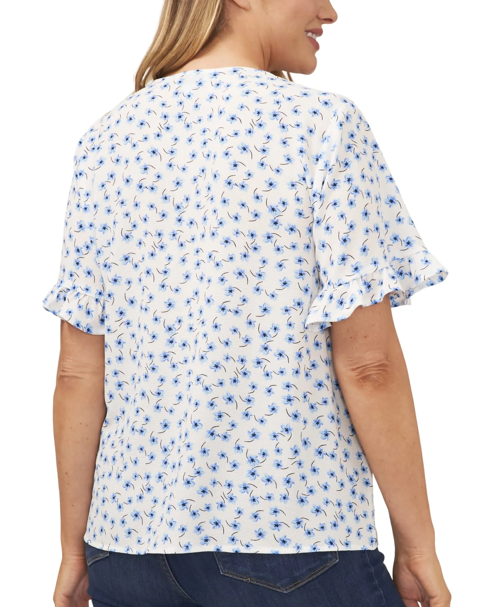Anika Button Loop Frill Sleeve Top | BROOKEDITSYSE