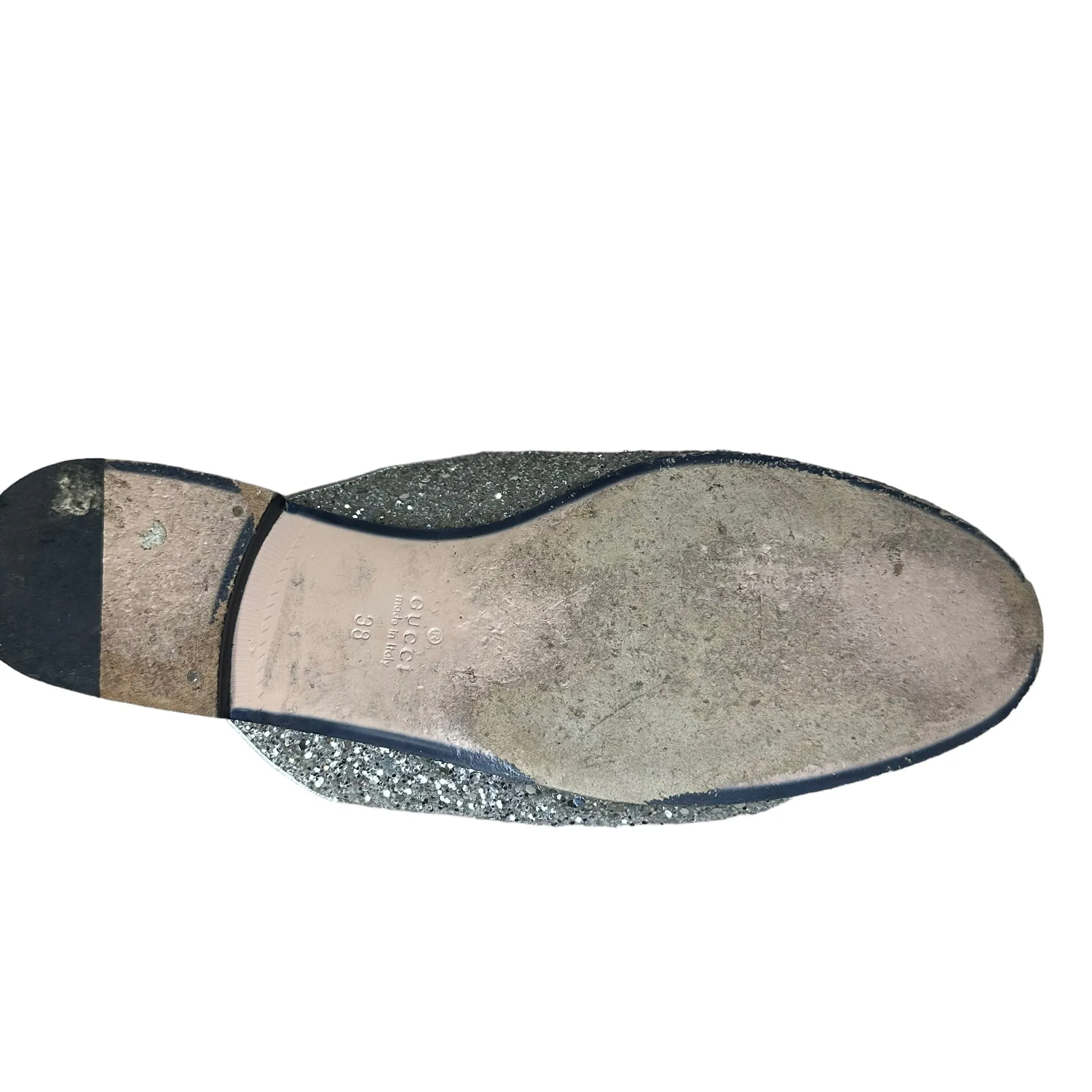 Authentic Gucci Silver Glitter Mules.European Size 38.