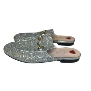 Authentic Gucci Silver Glitter Mules.European Size 38.