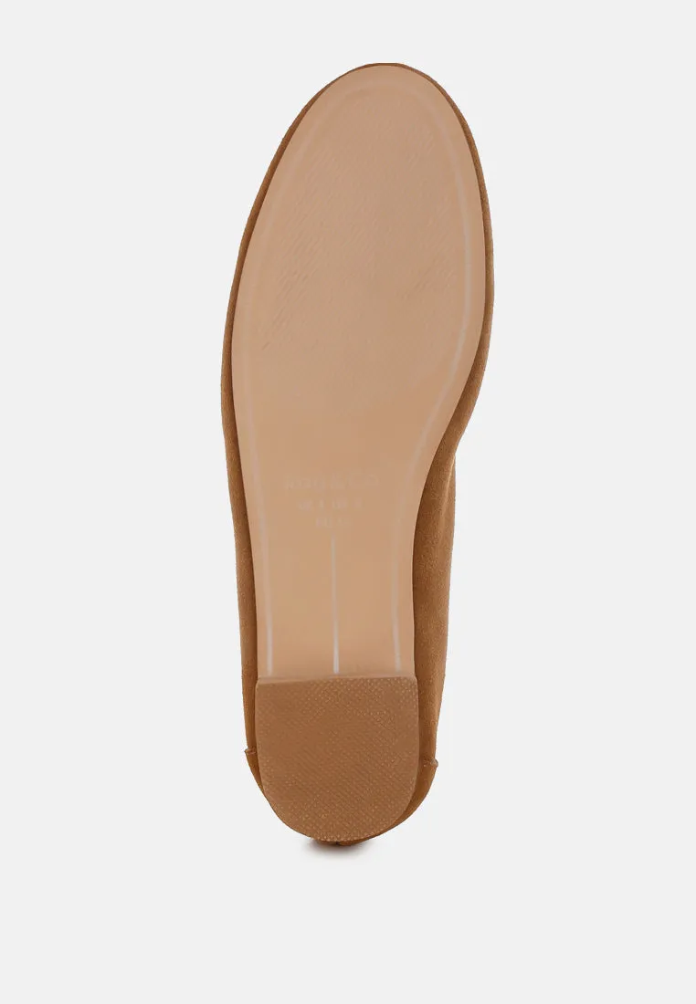 Awen Monochromatic Horsebit Real Suede Loafers