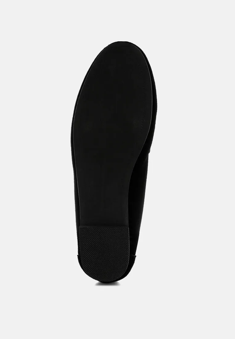 Awen Monochromatic Horsebit Real Suede Loafers