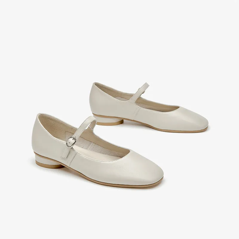 BeauToday Handmade Soft Sheepskin Leather Flat Mary Jane Shoes for Women