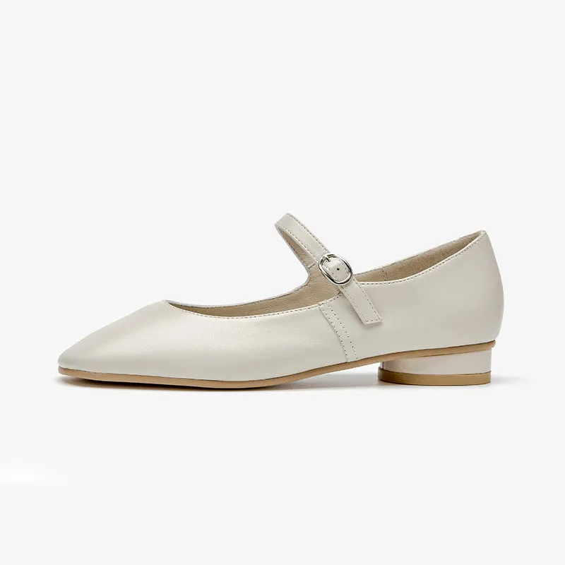 BeauToday Handmade Soft Sheepskin Leather Flat Mary Jane Shoes for Women