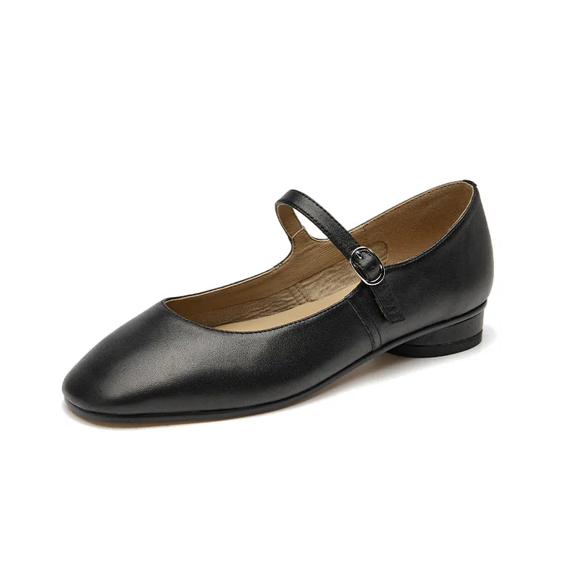 BeauToday Handmade Soft Sheepskin Leather Flat Mary Jane Shoes for Women