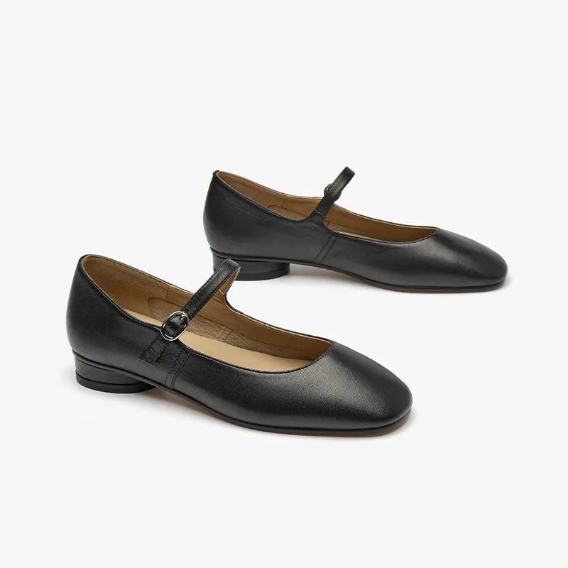 BeauToday Handmade Soft Sheepskin Leather Flat Mary Jane Shoes for Women