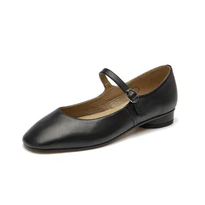 BeauToday Handmade Soft Sheepskin Leather Flat Mary Jane Shoes for Women