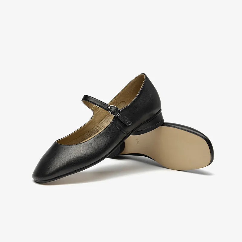BeauToday Handmade Soft Sheepskin Leather Flat Mary Jane Shoes for Women