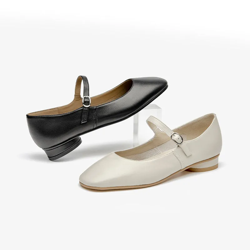 BeauToday Handmade Soft Sheepskin Leather Flat Mary Jane Shoes for Women