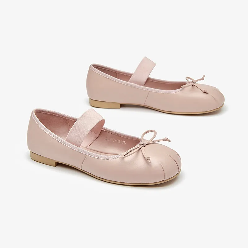 BeauToday Sheepskin Balletcore Elastic Band Shallow Ballet Flats For Women