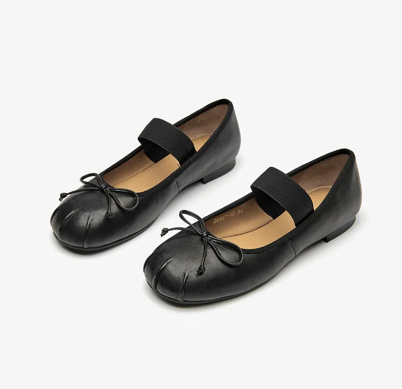 BeauToday Sheepskin Balletcore Elastic Band Shallow Ballet Flats For Women