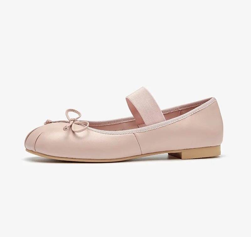 BeauToday Sheepskin Balletcore Elastic Band Shallow Ballet Flats For Women