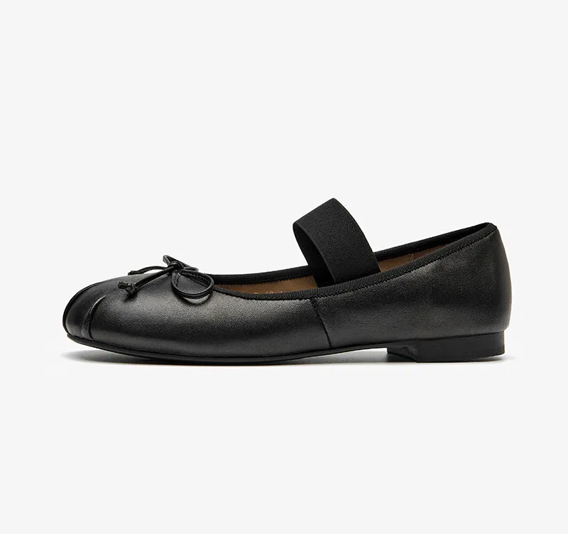 BeauToday Sheepskin Balletcore Elastic Band Shallow Ballet Flats For Women