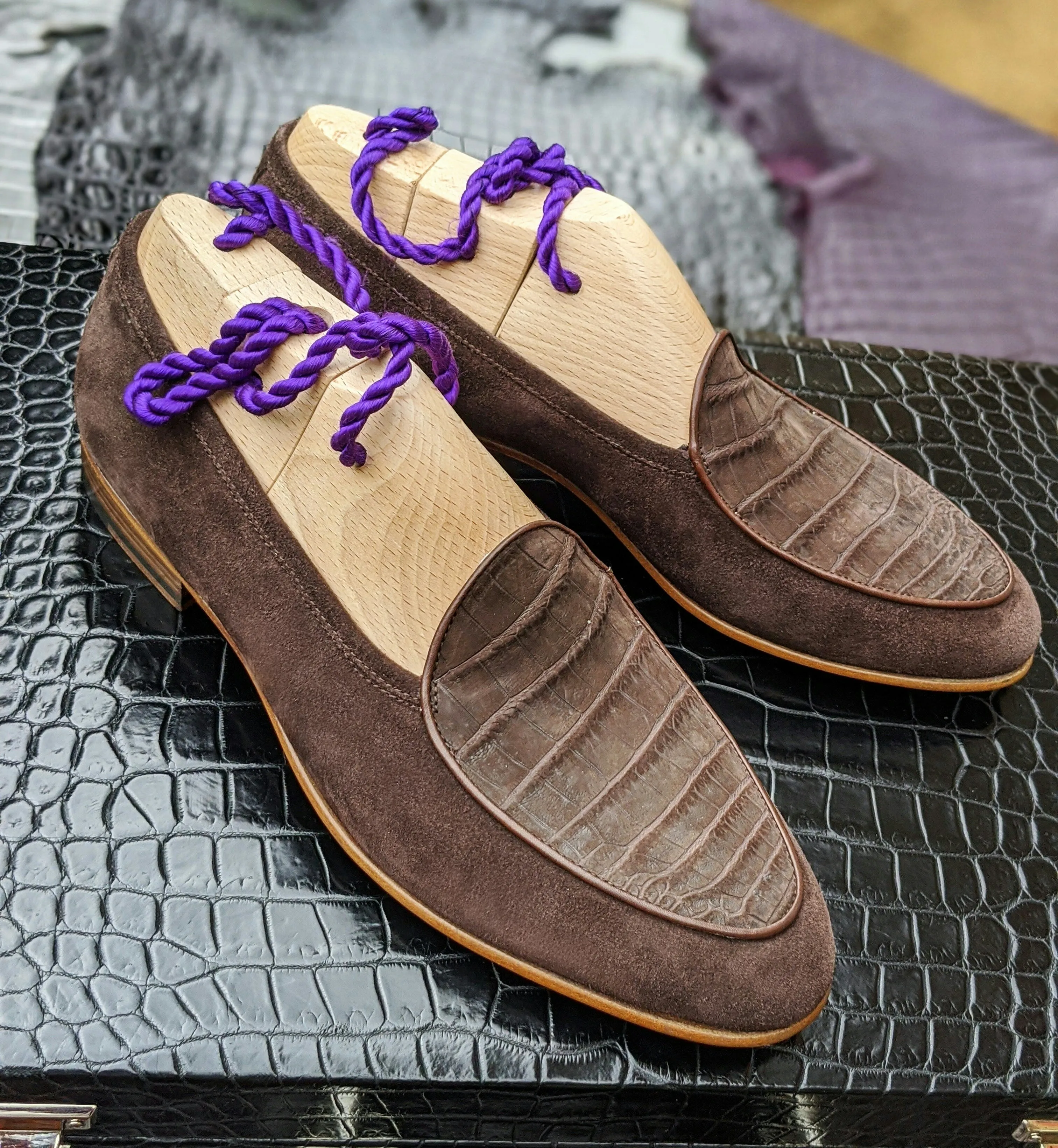 Belgian Loafer - Brown Crocodile