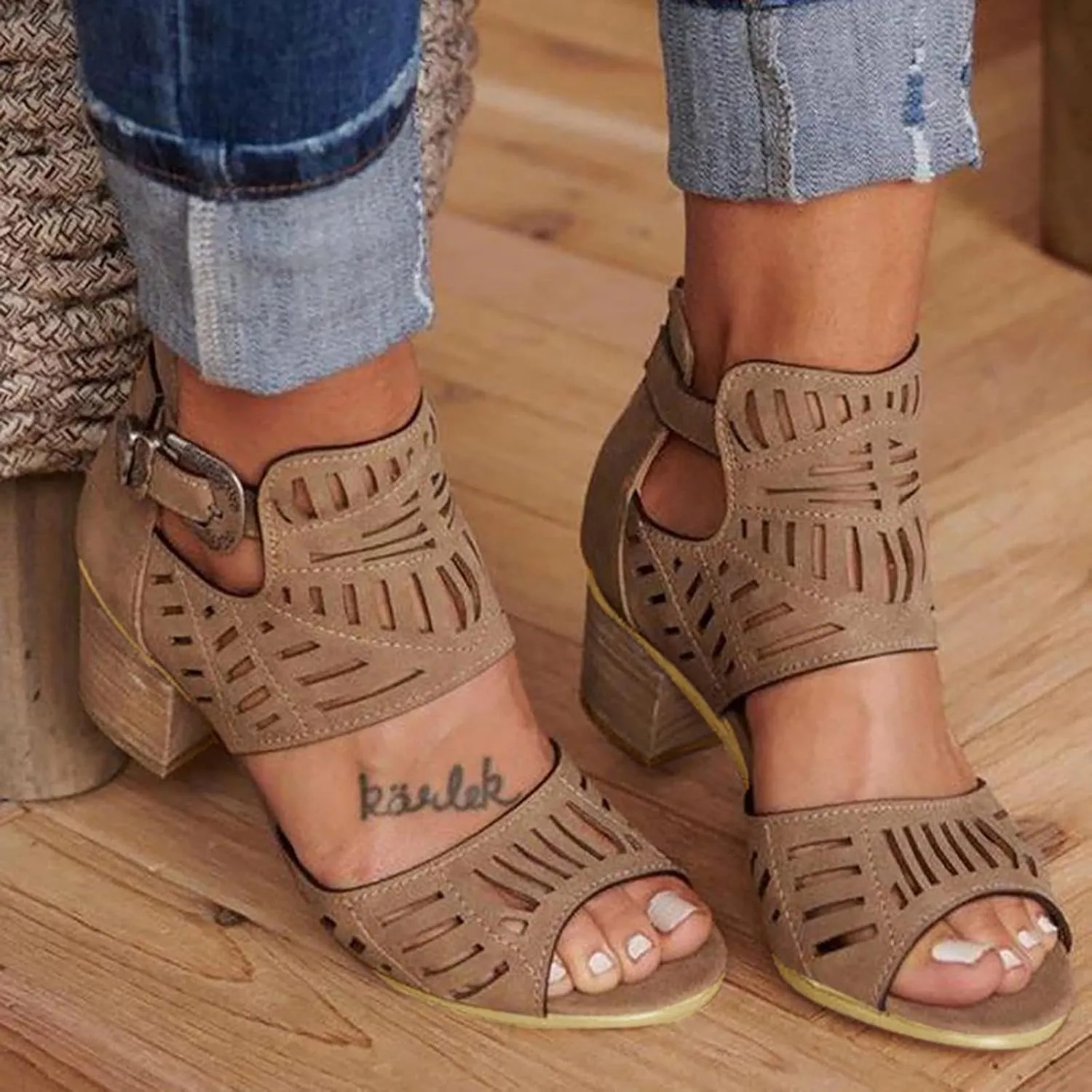 Black Sandals Women Wedge, Sandals Women Rhinestones Comfy Ankle Sandal Bling Hollow Out Shoes Summer Sandals