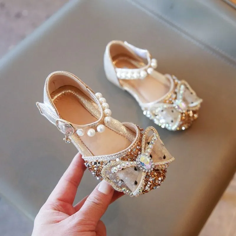 Bow With Rhinestone Styled Baby Sandals
