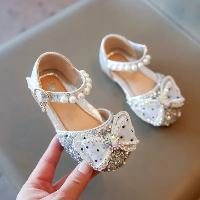 Bow With Rhinestone Styled Baby Sandals