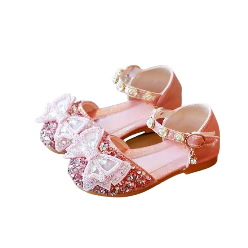 Bow With Rhinestone Styled Baby Sandals