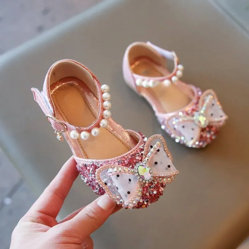 Bow With Rhinestone Styled Baby Sandals