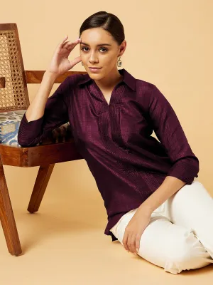 Bukhara Pleated Tunic-Plum