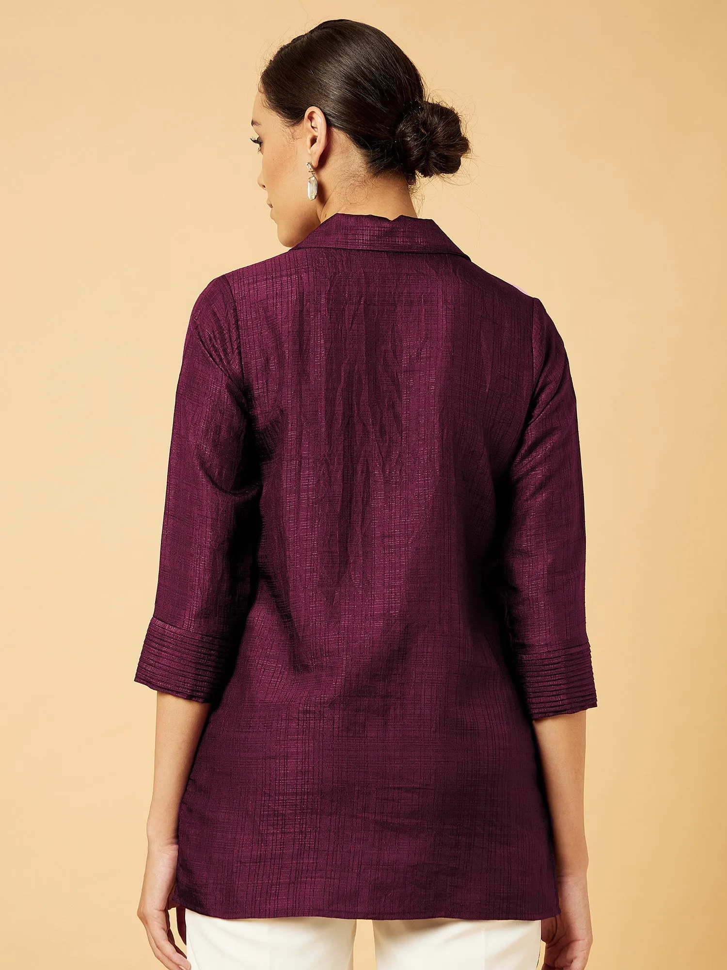 Bukhara Pleated Tunic-Plum