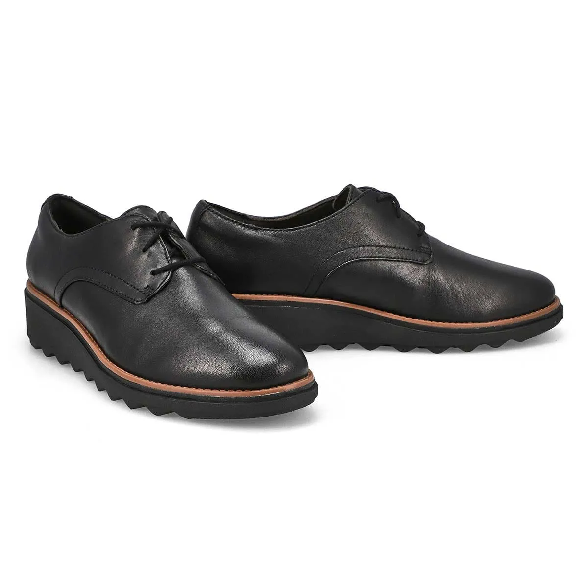 Clarks Women's Sharon Rae Loafers- Black Leather