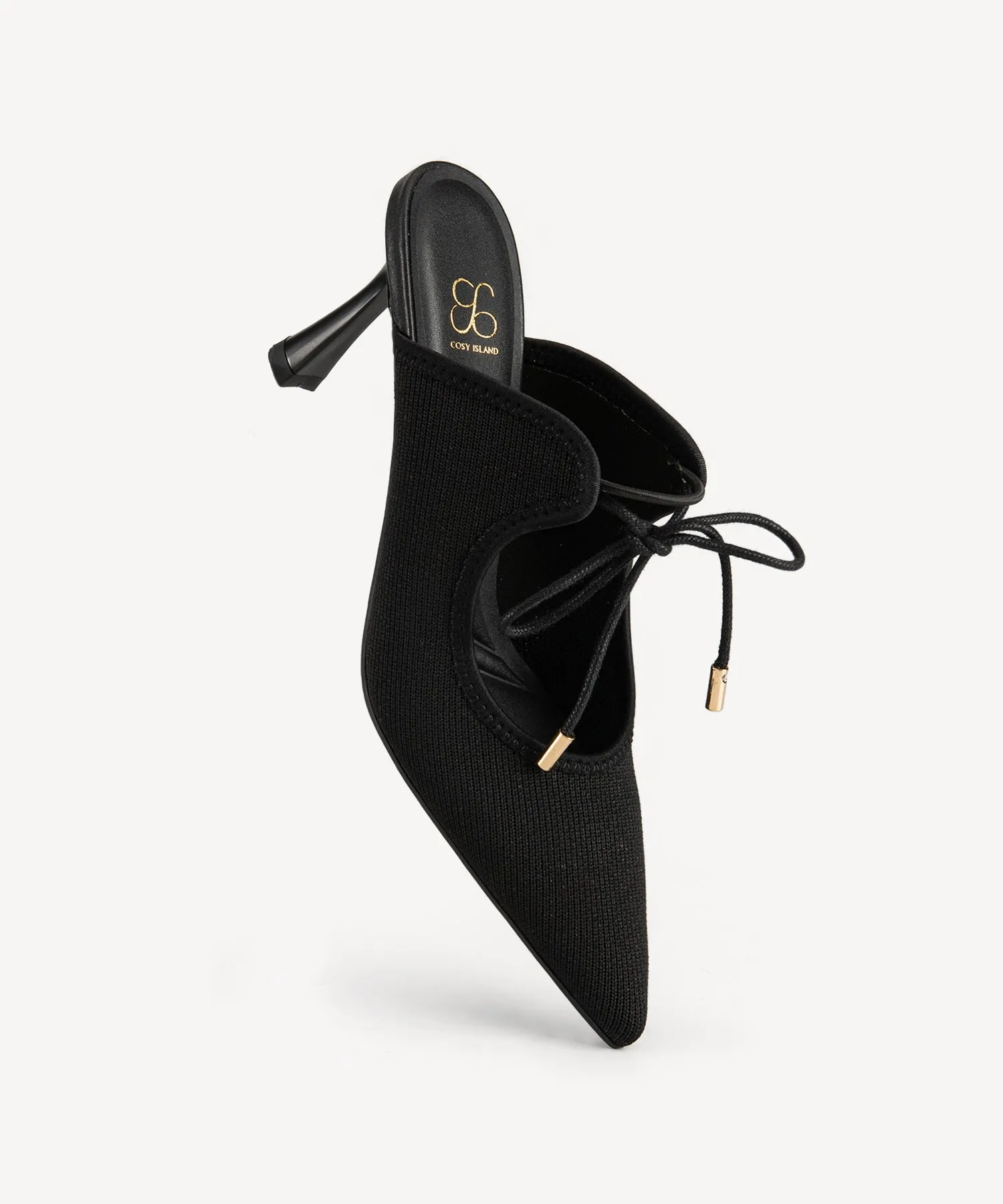 Elegant Chic Pointed Toe Heeled Mules Black