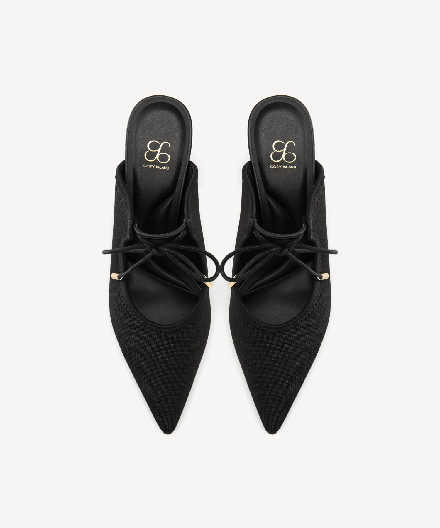Elegant Chic Pointed Toe Heeled Mules Black