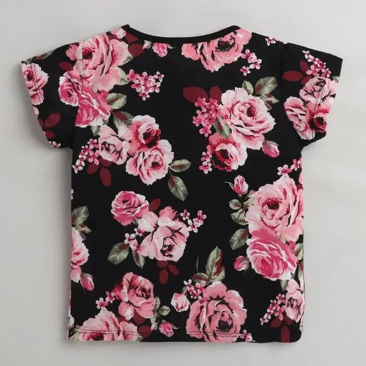 Floral Printed Top - Black