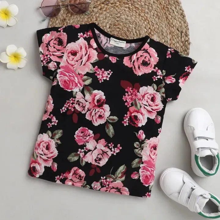 Floral Printed Top - Black