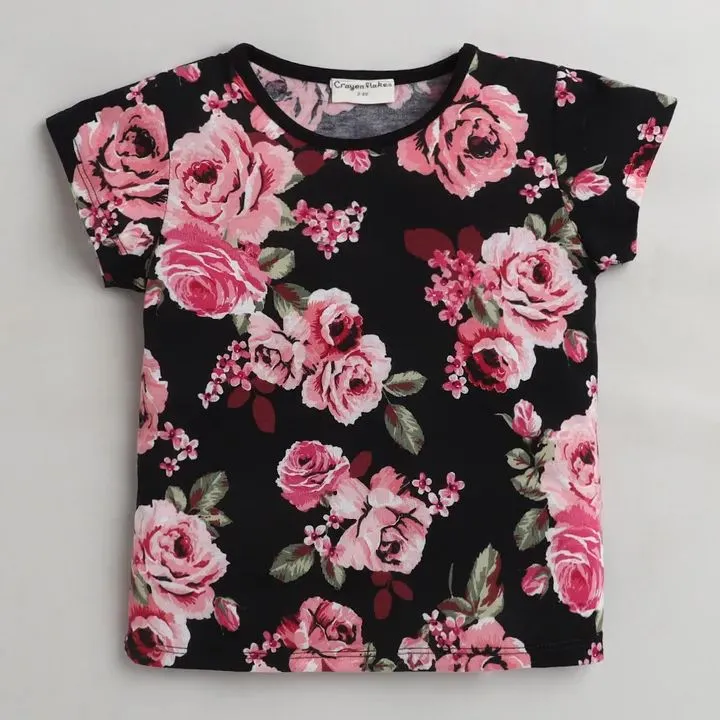 Floral Printed Top - Black