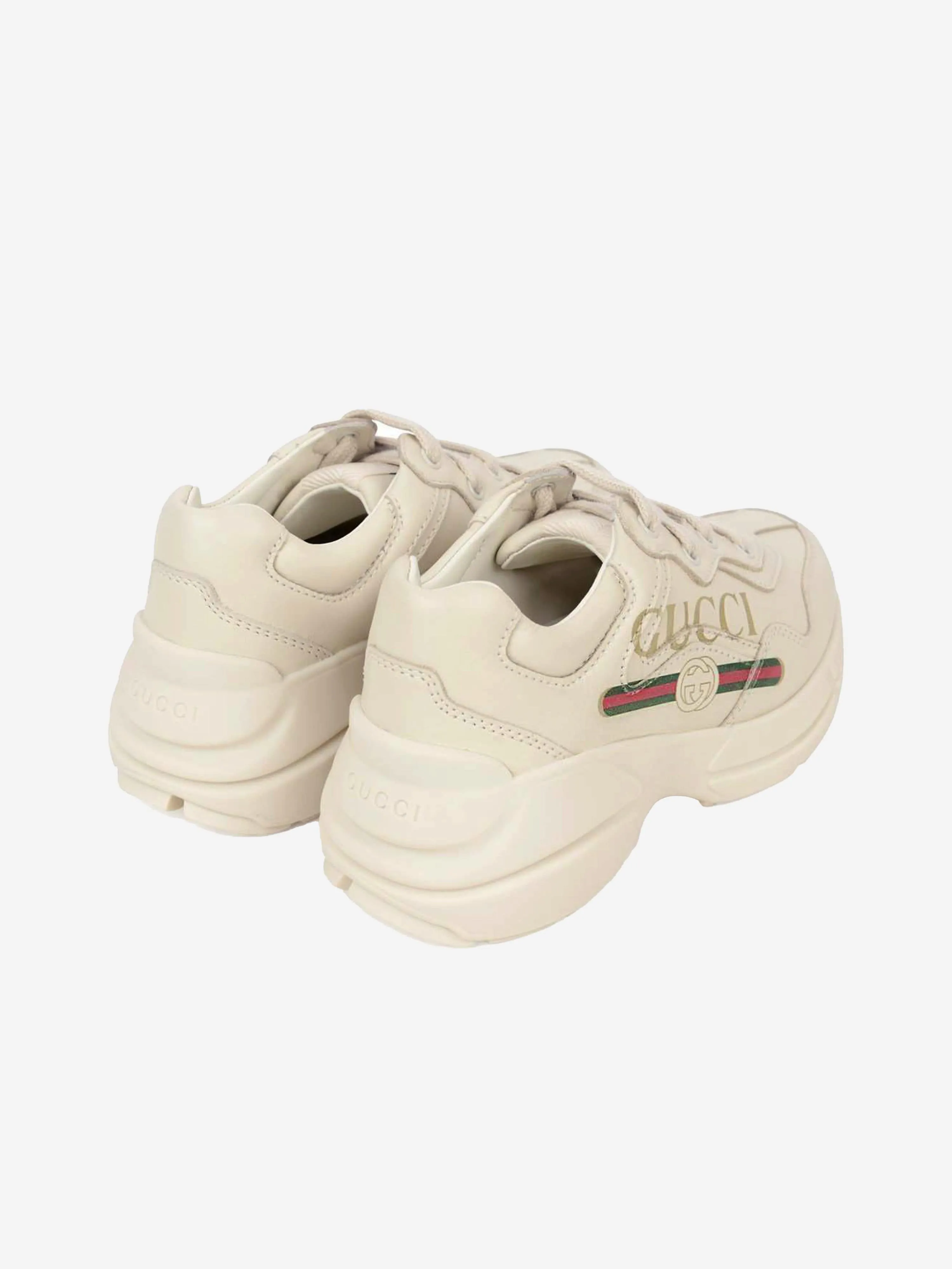 Gucci Ivory Leather Branded Trainers