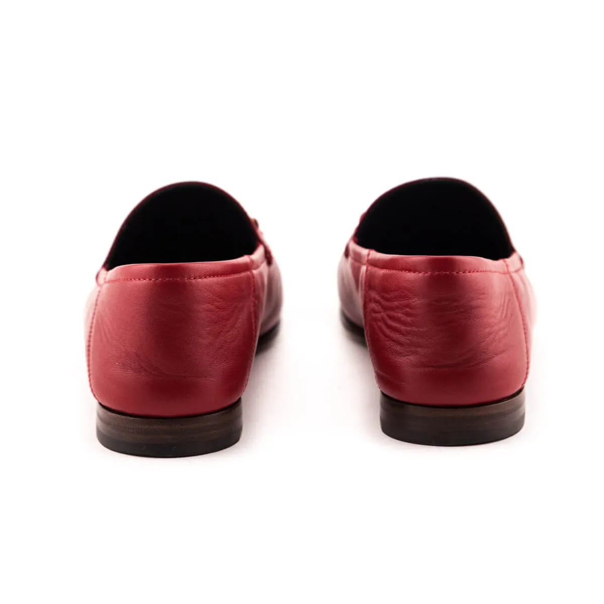 Gucci Red Leather Brixton Horsebit Loafers Size US 9 | IT 39