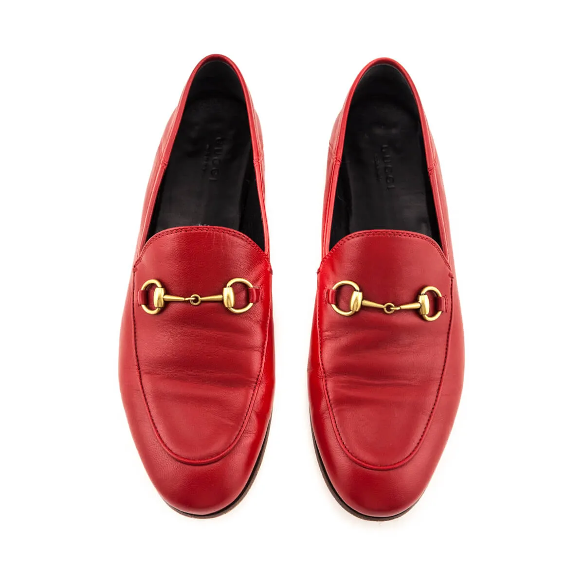 Gucci Red Leather Brixton Horsebit Loafers Size US 9 | IT 39