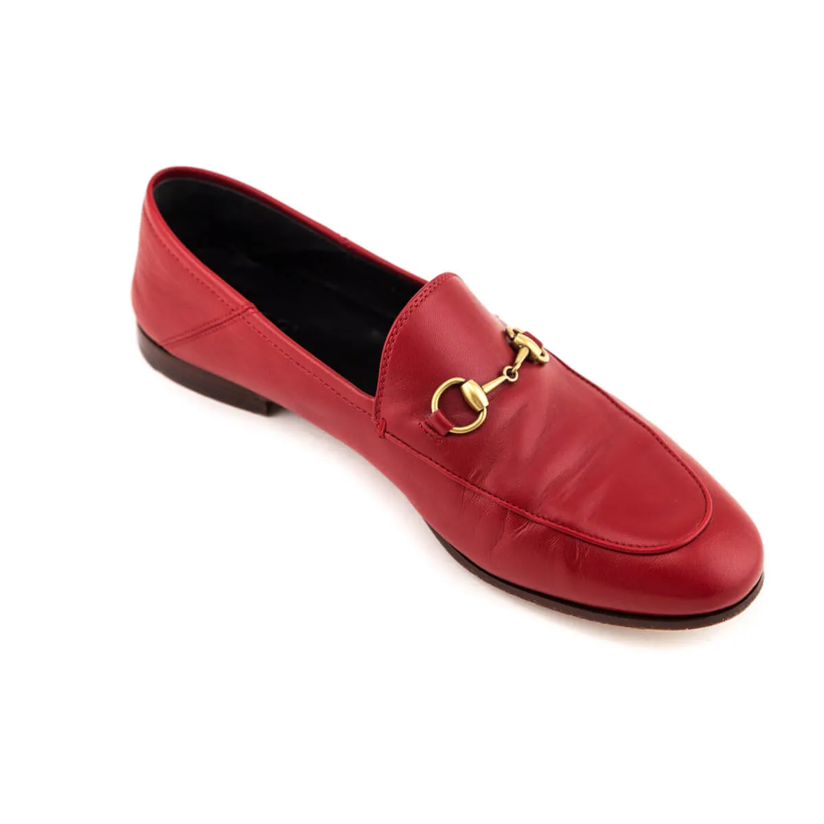 Gucci Red Leather Brixton Horsebit Loafers Size US 9 | IT 39
