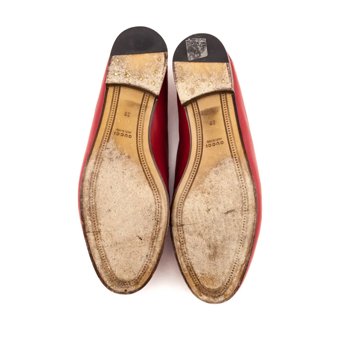 Gucci Red Leather Brixton Horsebit Loafers Size US 9 | IT 39