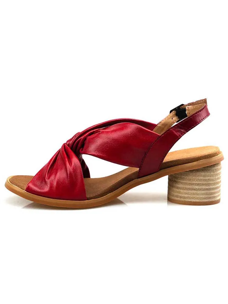 Handmade Leather Solid Color Simple Sandals