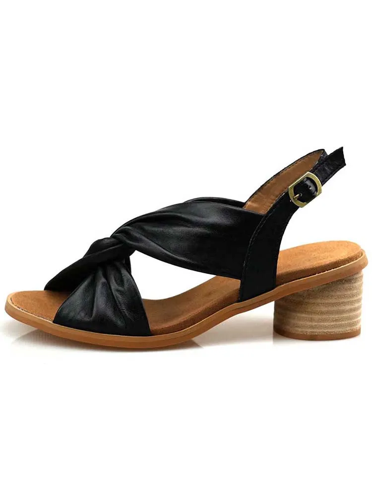 Handmade Leather Solid Color Simple Sandals