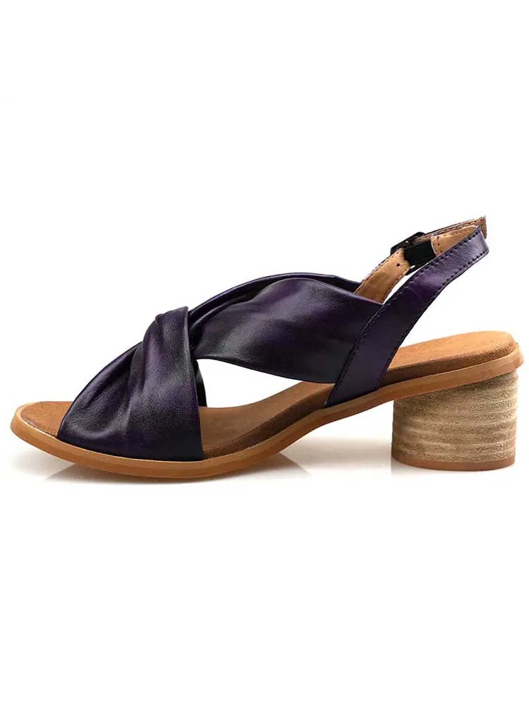Handmade Leather Solid Color Simple Sandals