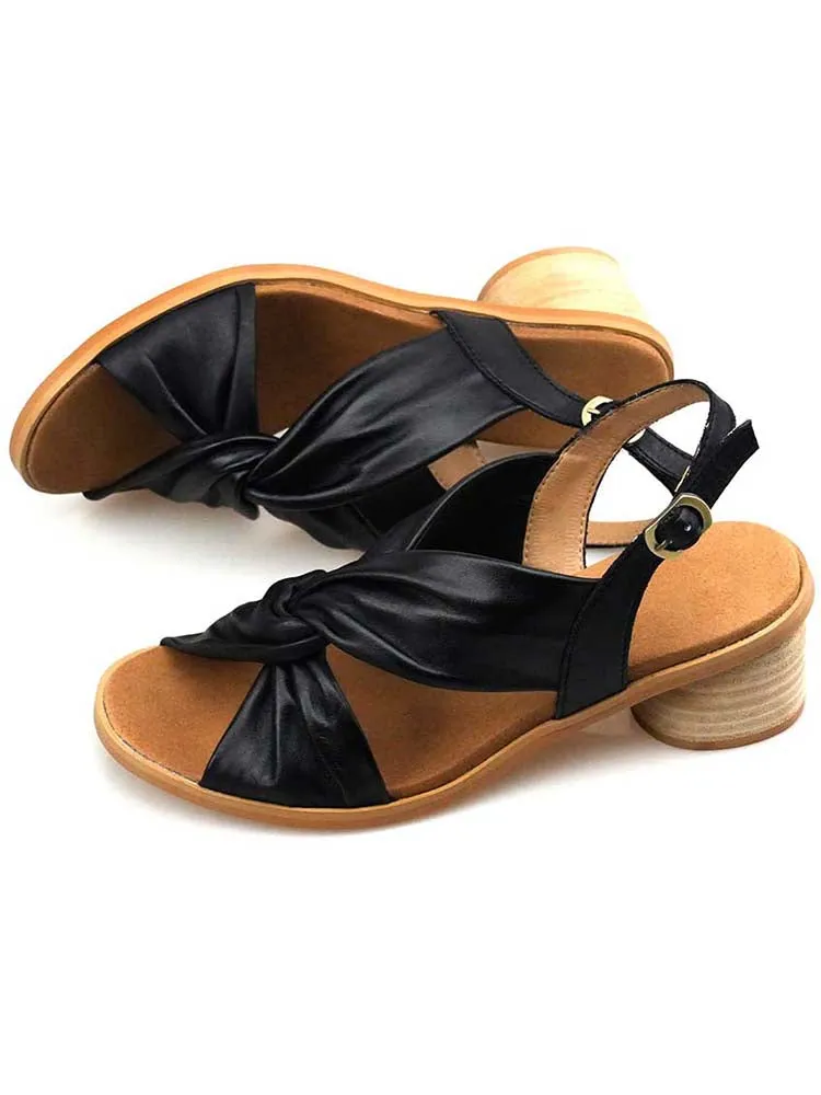 Handmade Leather Solid Color Simple Sandals