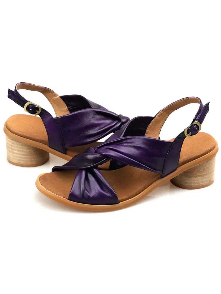 Handmade Leather Solid Color Simple Sandals