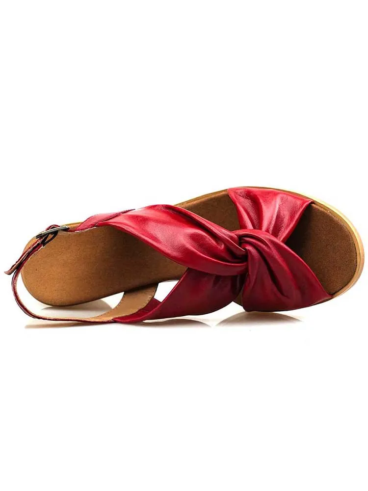 Handmade Leather Solid Color Simple Sandals