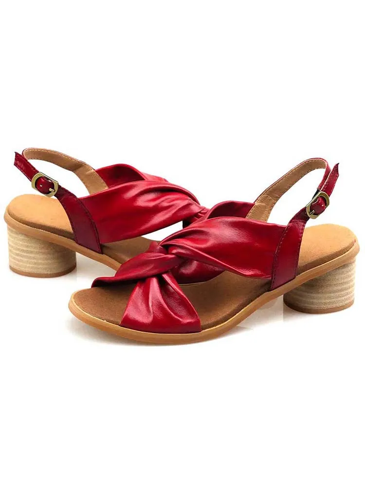 Handmade Leather Solid Color Simple Sandals