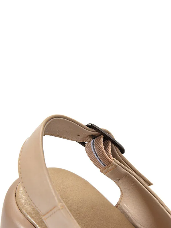 Hollow Open Toe Solid Color Block Heel Sandals