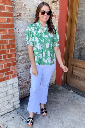 Invest in Yourself Green and Pink Print Top